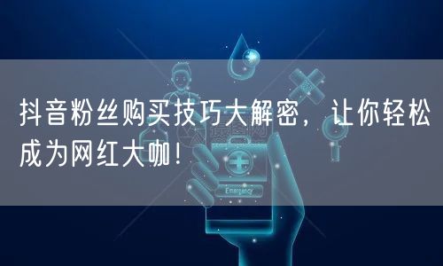 抖音粉丝购买技巧大解密，让你轻松成为网红大咖！