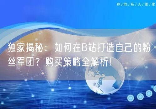 独家揭秘：如何在B站打造自己的粉丝军团？购买策略全解析！