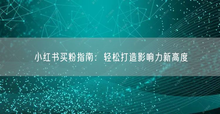 小红书买粉指南：轻松打造影响力新高度