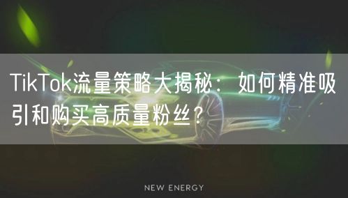 TikTok流量策略大揭秘：如何精准吸引和购买高质量粉丝？