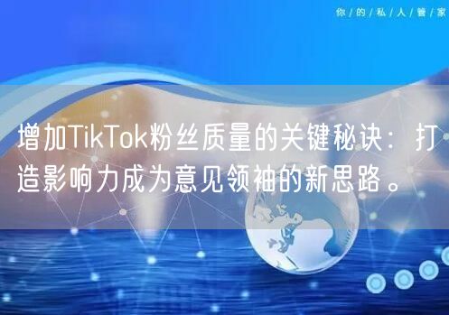 增加TikTok粉丝质量的关键秘诀：打造影响力成为意见领袖的新思路。