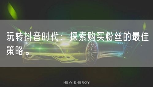 玩转抖音时代：探索购买粉丝的最佳策略。