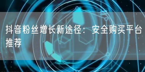 抖音粉丝增长新途径：安全购买平台推荐