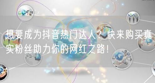 想要成为抖音热门达人？快来购买真实粉丝助力你的网红之路！