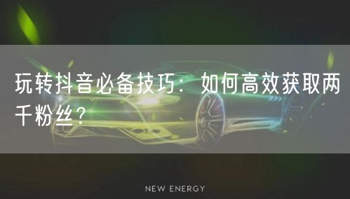 玩转抖音必备技巧：如何高效获取两千粉丝？