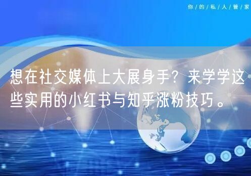 想在社交媒体上大展身手？来学学这些实用的小红书与知乎涨粉技巧。